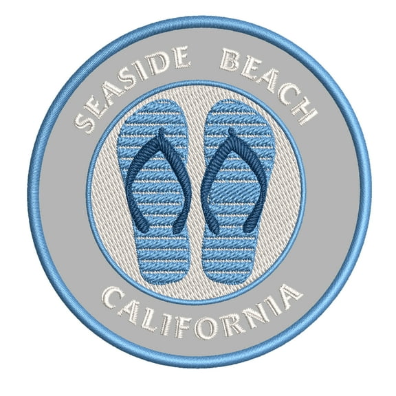 Seaside Beach, California 3.5 Inch Iron Or Sew On Embroidered Fabric Badge Patch Ocean Beach, Salt Life Iconic Series