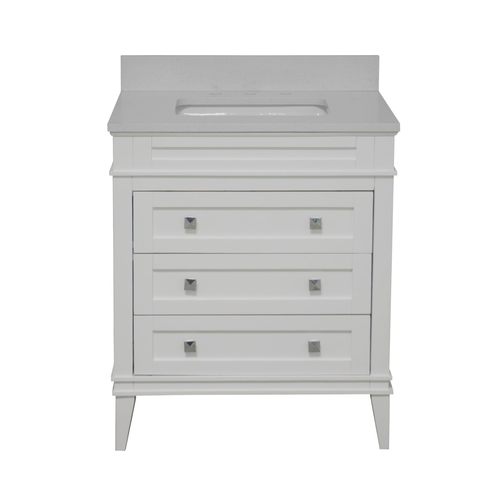 Eleanor 30" Bathroom Vanity with White Cabinet and Quartz Top
