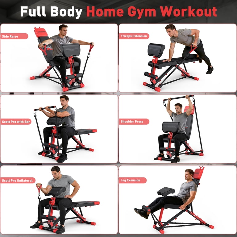 Gikpal 8-Position Adjustable Weight Bench with Resistance Bands, 880 lbs photo 6