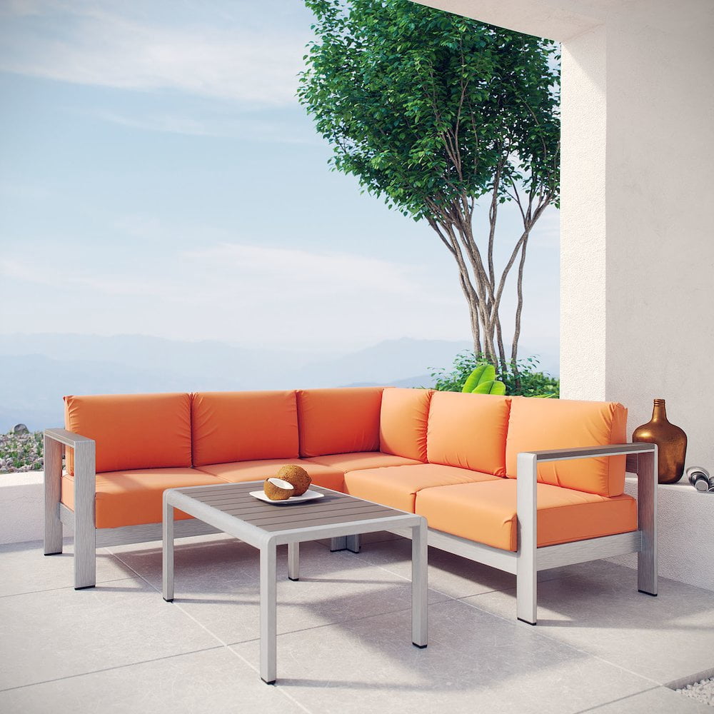 Shore 4 Piece Outdoor Patio Aluminum Sectional Sofa Set-EEI-2559