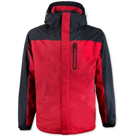Hawke & Co. Mens Wind-Stopper Hooded Windbreaker Jacket, Red, 2XLT
