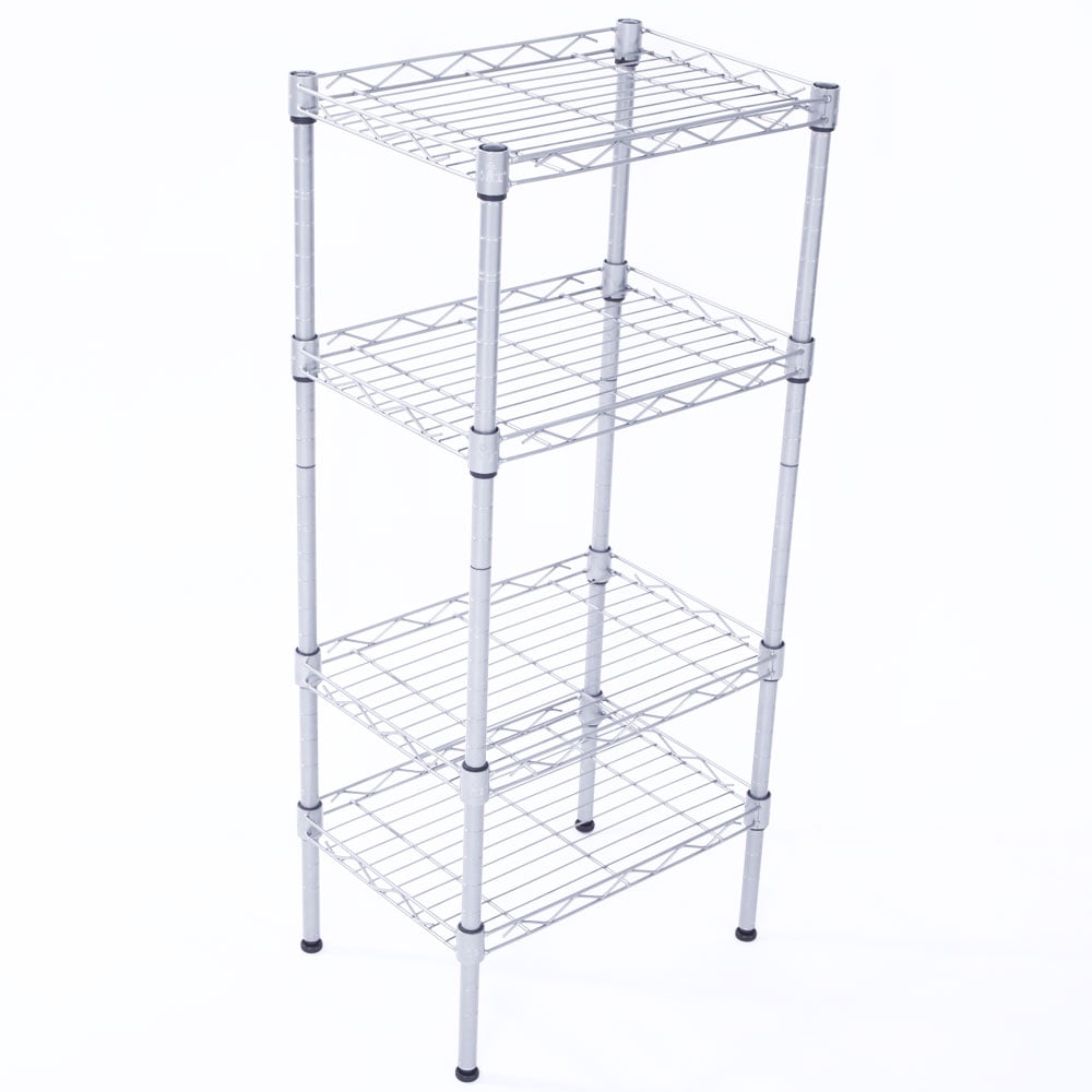 Kepooman 4-Shelf Rectangle Metal Storage Rack, Silver Gray Kepooman 4-Shelf Rectangle Metal Storage Rack, Silver Gray