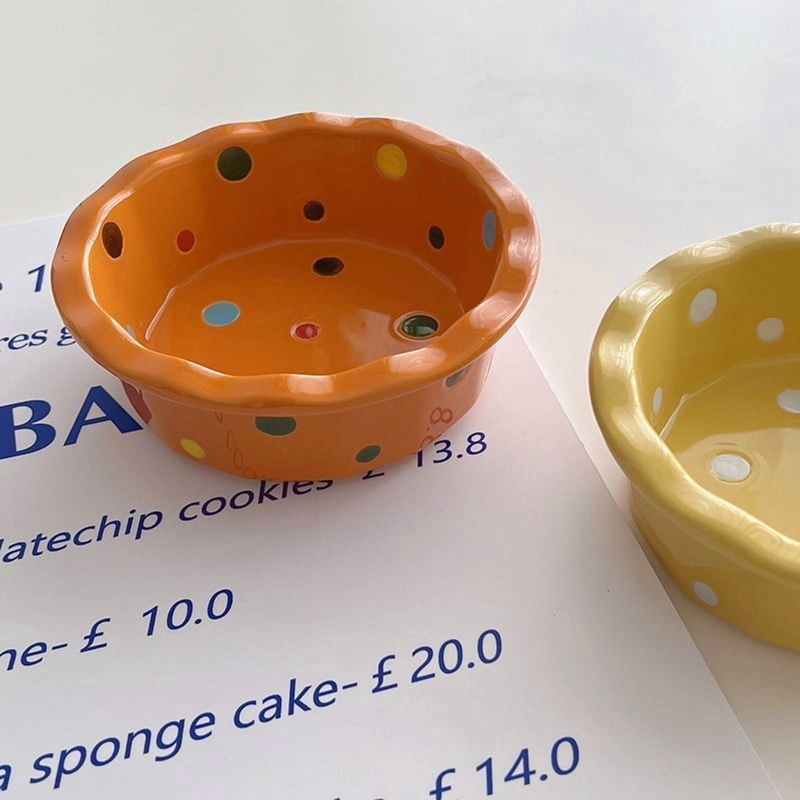 Pet Bowl Cute Ins Storm Dot Ceramic Bowl Dessert Breakfast Bowl Home Cat Dog Bowl Feeding Basin  Cat Caramics Supplies