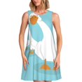 thumbnail image 1 of Balery Three White Geese Vestidos de verano para mujer con estampado: vestido holgado sin mangas, vestido playero informal y cómodo para días calurosos., 1 of 7