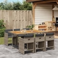thumbnail image 1 of vidaXL 7 Piece Garden Dining Set with Cushions Grey Poly Rattan, 1 of 5