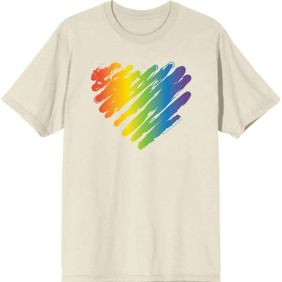 Pride Brush Stroke Heart Men's Natural Crew Neck Short Sleeve Tee-Medium