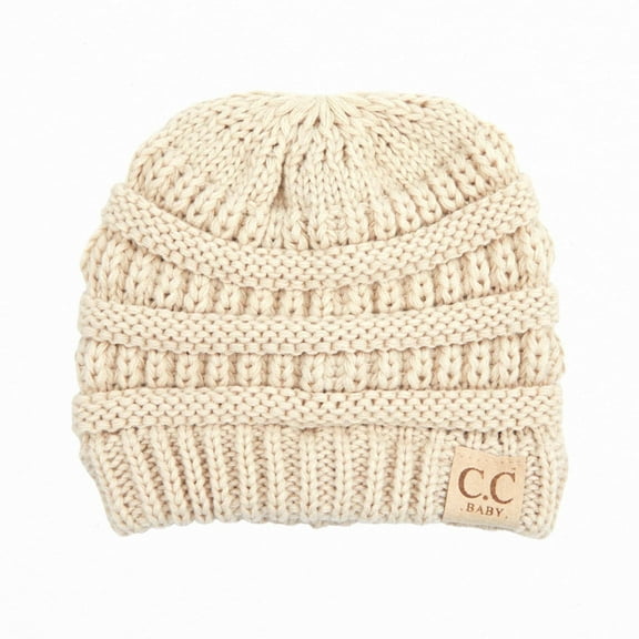 CC Baby Solid Knit Skully Newborn - 9 Months Beanie in Ivory - Soft, Warm Hats for Babies and Toddlers - Cozy Winter Wear