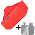 thumbnail image 1 of Bolsa de agua caliente (roja), bolsa de agua de PVC de 1000 ml con bolsa caliente y funda para calentador de cintura, bolsa de agua caliente para cuello y hombros, espalda, piernas, calentador de cint, 1 of 2