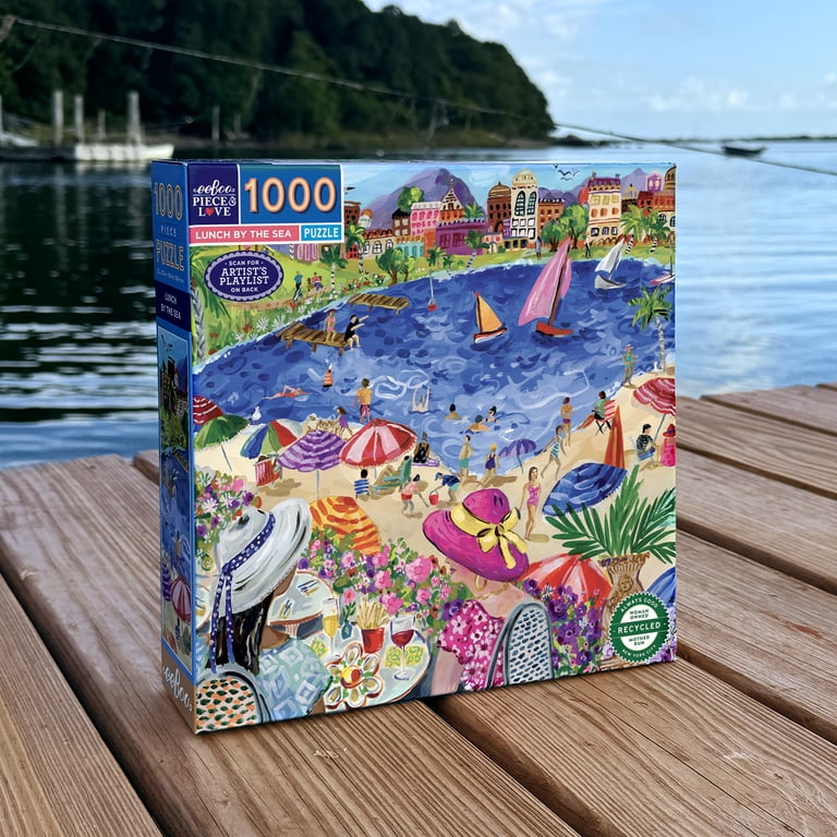 EeBoo Piece & Love: Gatos En La Ventana – Rompecabezas De 1000 Piezas Para Adultos, Cuadrado De 23x23 Pulgadas, Con Inserto De Referencia Y Piezas Brillantes