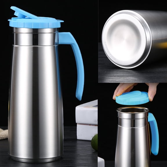 Gallickan Stainless Water Pitcher, 1.4 Quart BPA Free Refrigerator Drink Dispenser with Tight Lid, Tea Juice Cold Beverage Storage Container Odorless, Silver