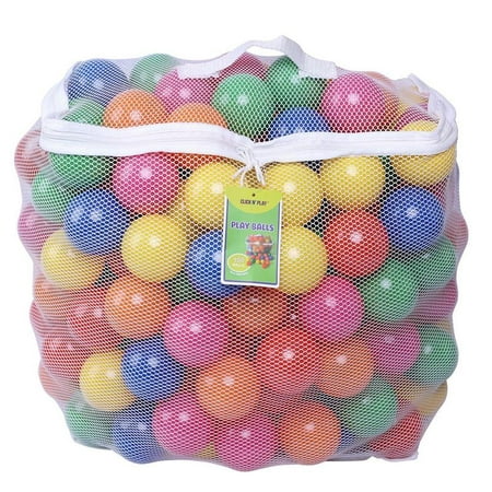 Click N' Play Pack of 100 Phthalate Free PBA Free Crush Proof Plastic Ball, Pit Balls - 6 Bright Colors in Reusable and Durable Storage Mesh Bag with