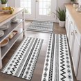 thumbnail image 2 of Black Geometric Striped Pattern Kitchen Rugs Sets Of 3,Kitchen Runner Rugs Non Skid Washable,Decorative Kitchen Floor Mats for Kitchen,Sink,Laundry,17"x30"+ 17"x47" + 17"x59", 2 of 6