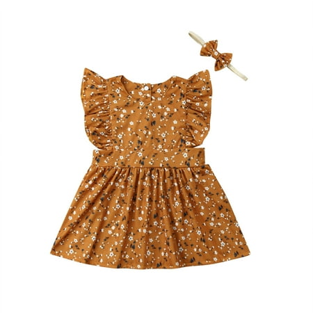 

Fanvereka Infant Baby Girls Floral Dress or Ruffle Sleeveless Flower Jumpsuit + Bow Headband Fashion Cute Summer Clothes