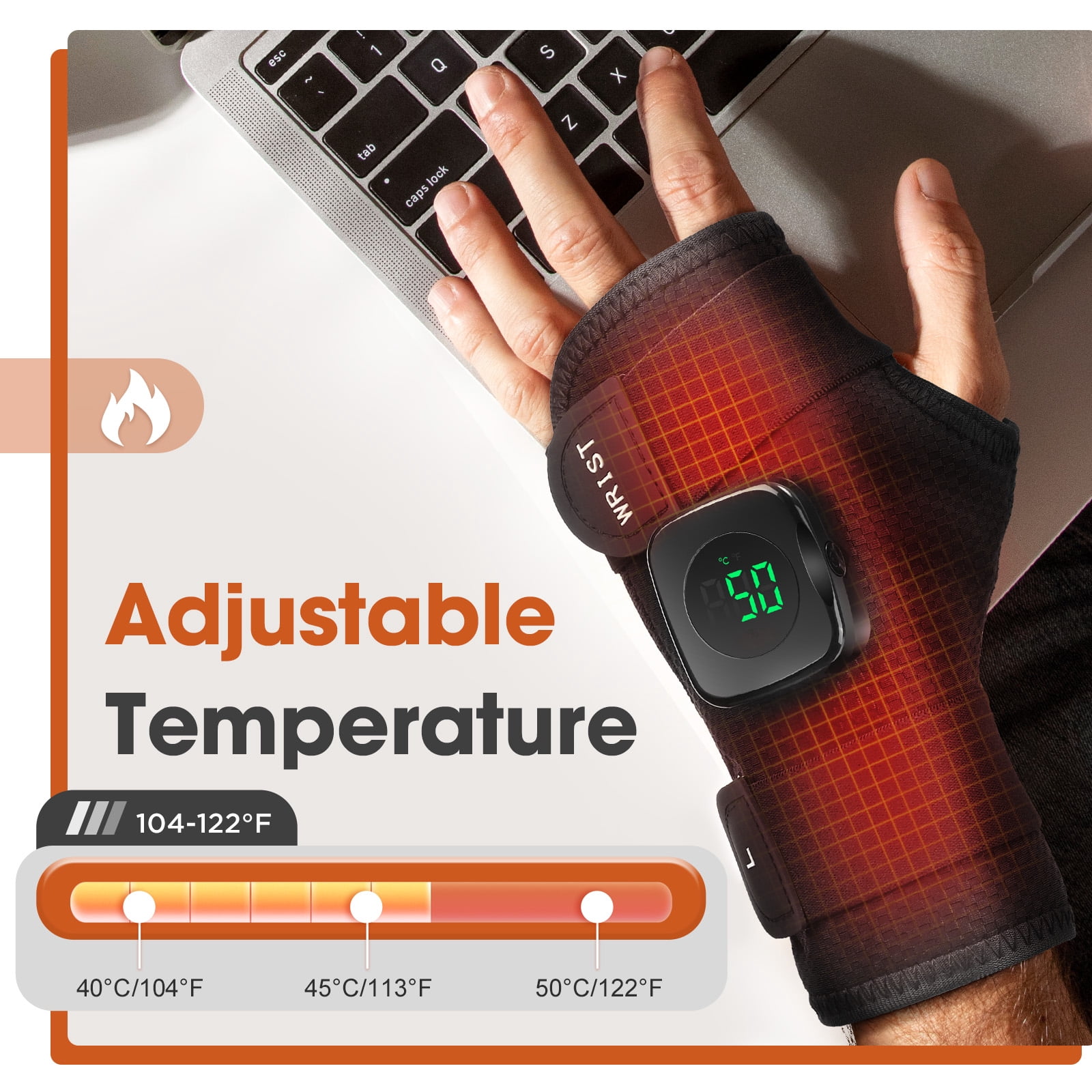 Wrist Heating Pad Wrap, Heated Wrist Brace, Cordless Heating Wrist Wrap , Hand Heating Pad,3 Heat Levels, Carpal Tunnel Relax, Gifts for Family, Travel,Left Hand,Black