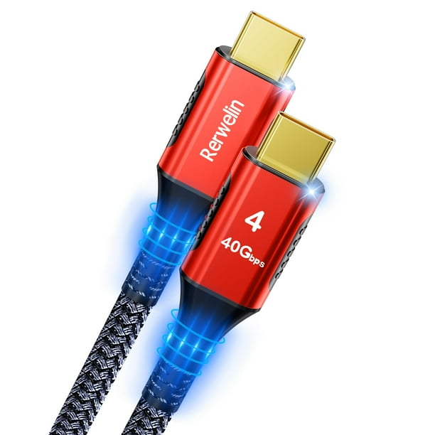 Cable Thunderbolt 4 Reerwelin, 1,2 m (4 pies), 240 W, 40 Gbps, USB 4 PD 3.1