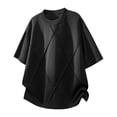 thumbnail image 4 of Big & Tall Men's Short Sleeve Boxy T-Shirts Crew Neck Diamond Grid Seam Pattern Summer Fashion Classic Tops for Father Gift, 4 of 5