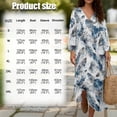 thumbnail image 6 of COEQINE Comfort Plus Size Dress 3/4 Sleeve Wrap V Neck Linen-Like Midi Tunic Dress for Women, Flowy Loose Fit Loungewear 1X 2X 3X 4X, Easy Care, Size 3XL, Blue Watercolor Tropical Leaf, 6 of 6