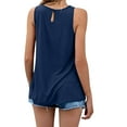 thumbnail image 3 of Wycnly Womens Tank Tops Back Keyhole Lightweight Smocked Swing Tunic Vest Summer Fashion Solid Round Neck Sleeveless Shirts Blouse Navy XXL, 3 of 6