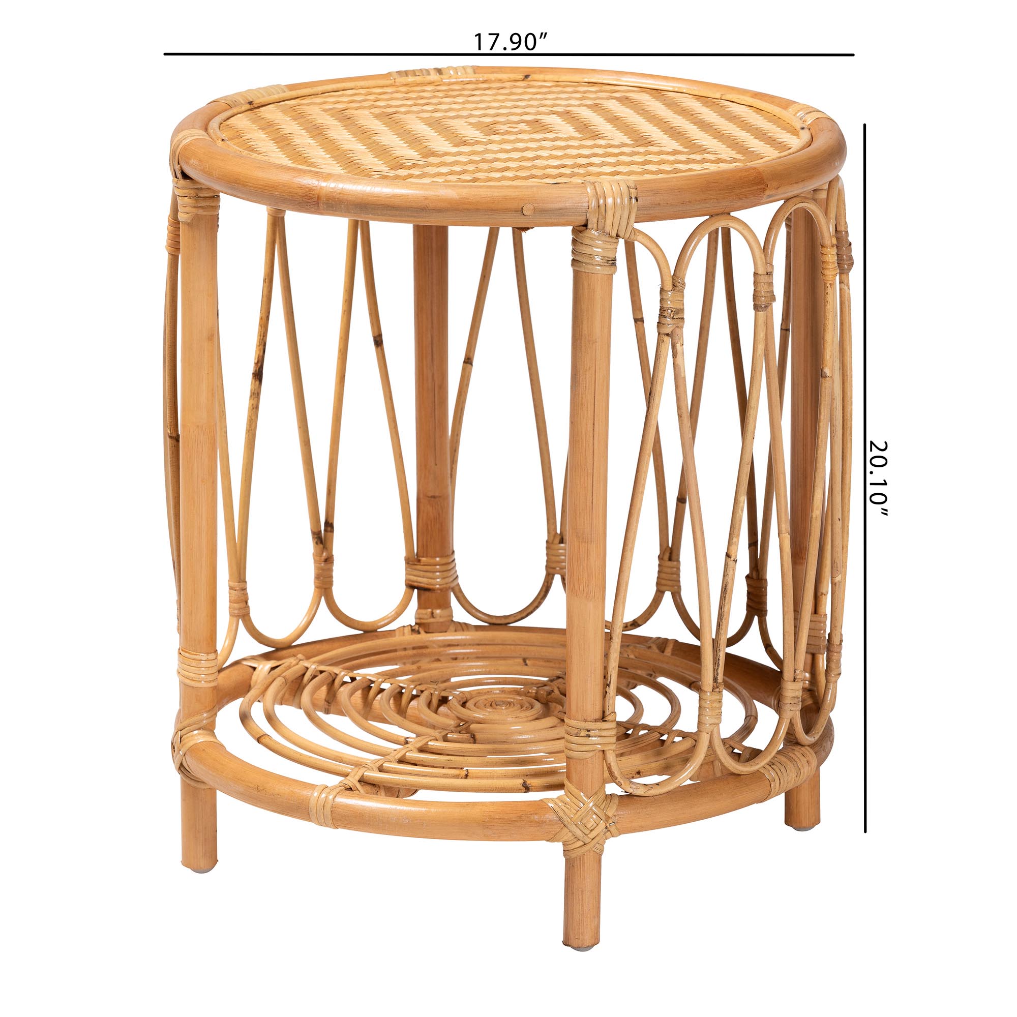 bali & pari Berilo Boho End Table, 2-Tier, Light Honey