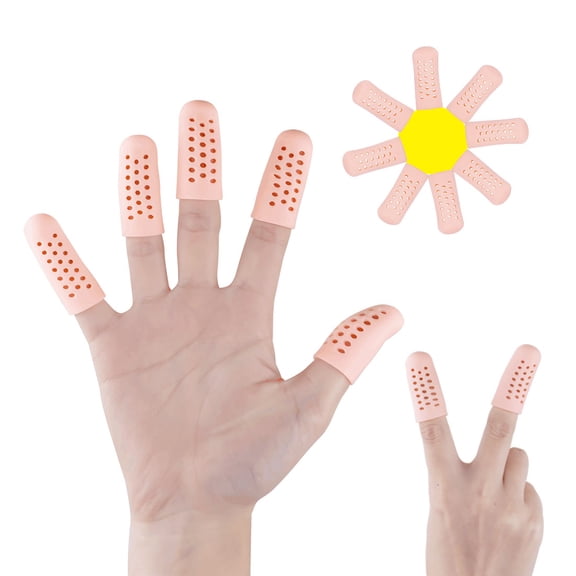 Gel Finger Cots, Silicone Finger Protectors, Thumb Protector Covers, Finger Bandages for Wounds, Finger Cracking, Eczema and More - 14 PCS Breathable