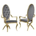 thumbnail image 1 of Fauteuils Capitonnés en Velours Gris Foncé et Acier Inoxydable Doré (Lot de 2), 1 of 2
