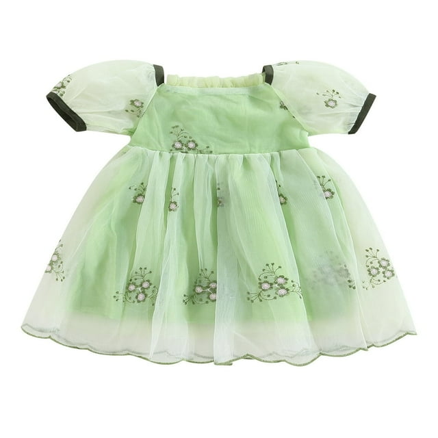 Robe de Fête pour Bébé Fille Été Sans Manches Imprimé Papillon Robe Tutu en Tulle Superposé Robes de Princesse Anniversaire