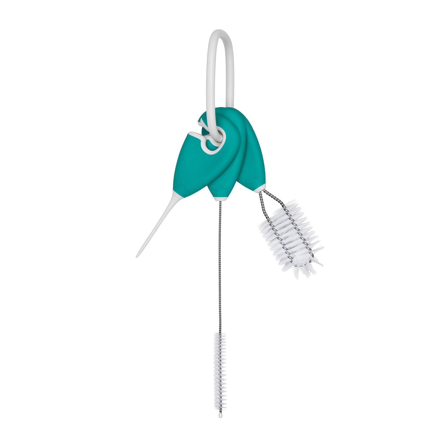 OXO Tot - Cleaning Set for Straw & Sippy Cups - All-in-One Portable Solution for Cleaning Baby Bottles, Pump Parts and More - Teal