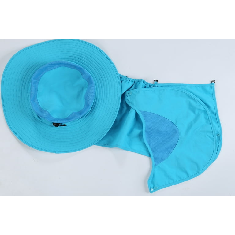 DDYOUTDOOR Summer Outdoor Gardening Sun Protection Fishing Cap Neck Face Flap Hat Blue
