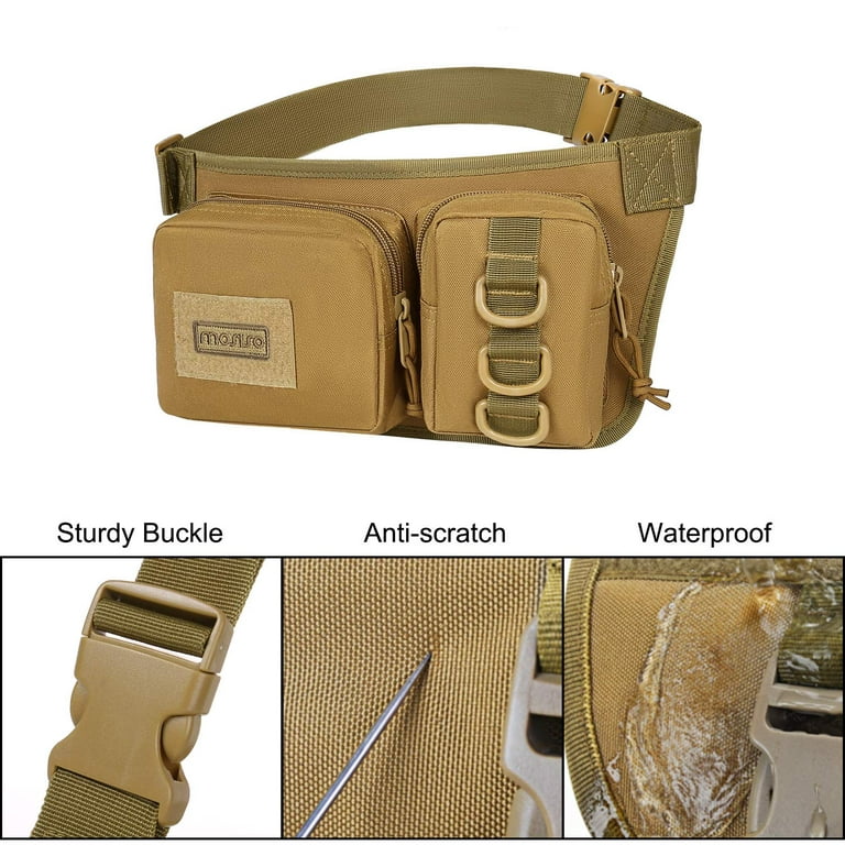 Mosiso Outdoor Products Fanny Pack Tactical Waist Pack for Travel Hiking  Hunting Fishing Camping Training with Anti-Theft Pocket, Khaki, Unisex 