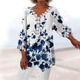 thumbnail image 2 of Mujeres Ocio Elegante Jersey Impreso Encaje Impresión Tres cuartos Manga Cuello en V Tops OAVQHLG3B Store lin121212, 2 of 5