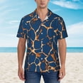 thumbnail image 2 of Honeii Giraffe Skin Print Men’s Hawaiian Shirt,Classic Button-Down Short Sleeve Shirt, for Beach, Vacation, and Outdoor Activities,Large, 2 of 7