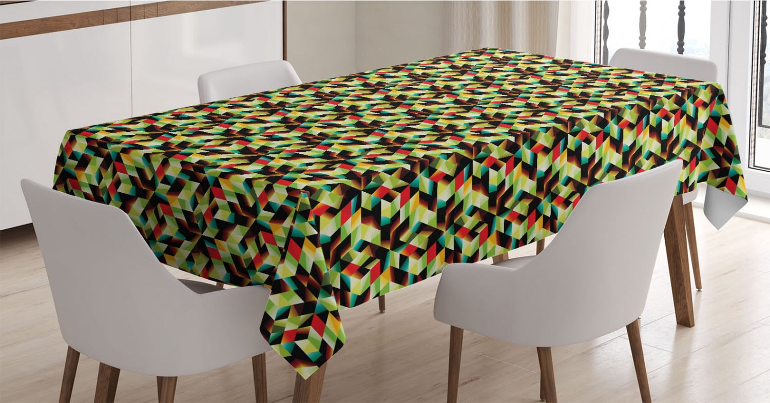 Triangular Tablecloth Colorful Tablecloth, Polygonal Pattern with Triangle Shapes Futuristic ...