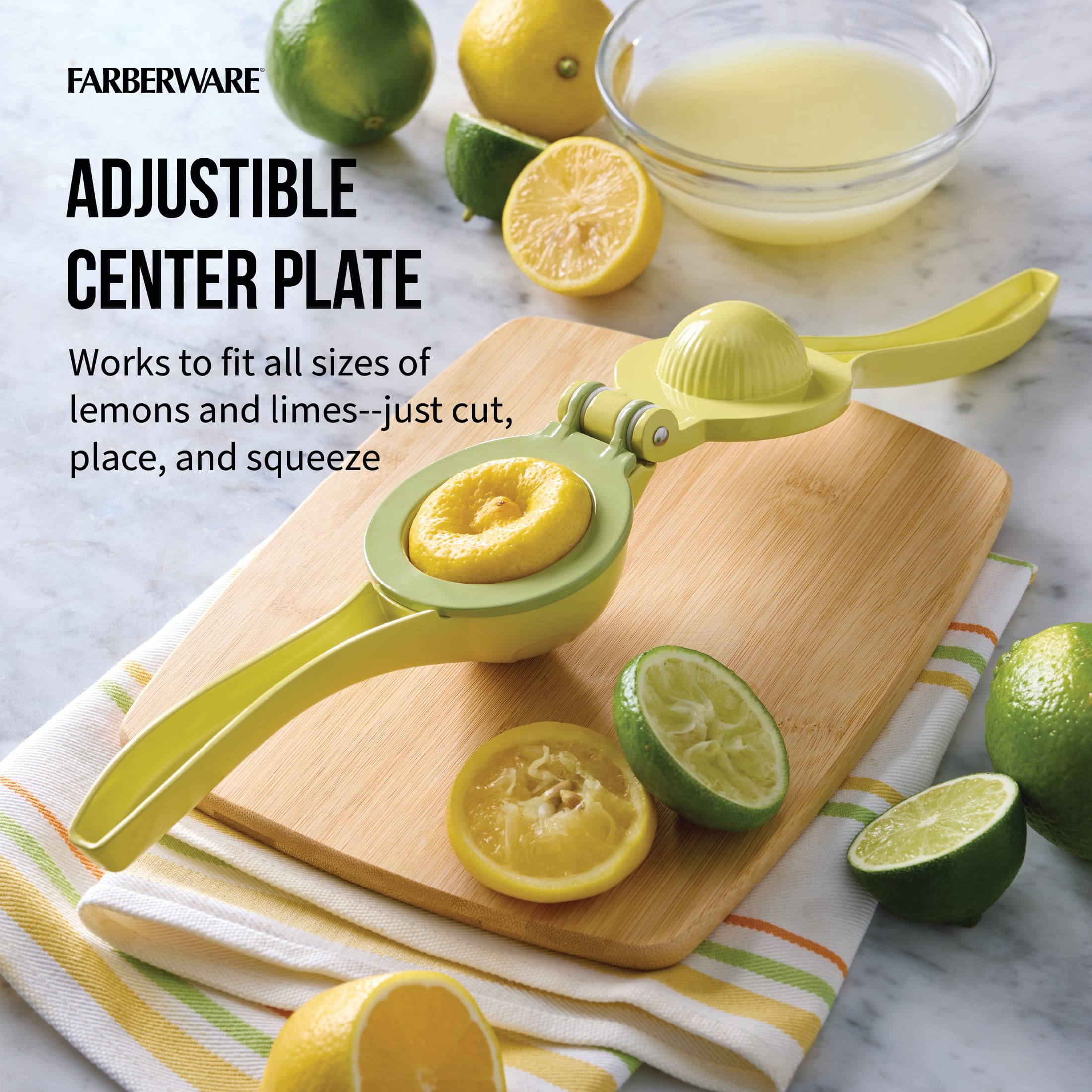 Farberware Pro 2-in-1 Citrus Manual Juicer with Ergonomic Handle, Yellow