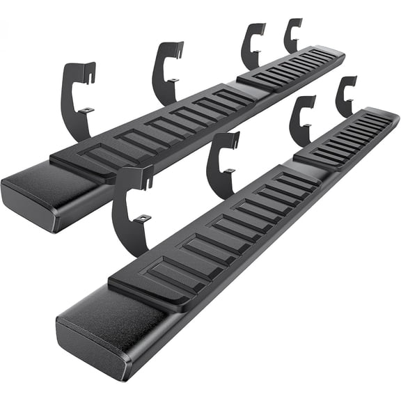 HUANG 6 Inch Running Boards for 2007-2019 Chevy Silverado/GMC Sierra Crew Cab | Black Powdered Aluminum Nerf Bars