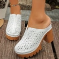 thumbnail image 3 of Rokment Platform Chunky Block High Heel Clogs Mules Sandals for Women Ladies 2026 Spring Summer Fashion Leather Closed Toe Dress Pumps Heeled Backless Slip on Slides White Size 8.5, 3 of 6