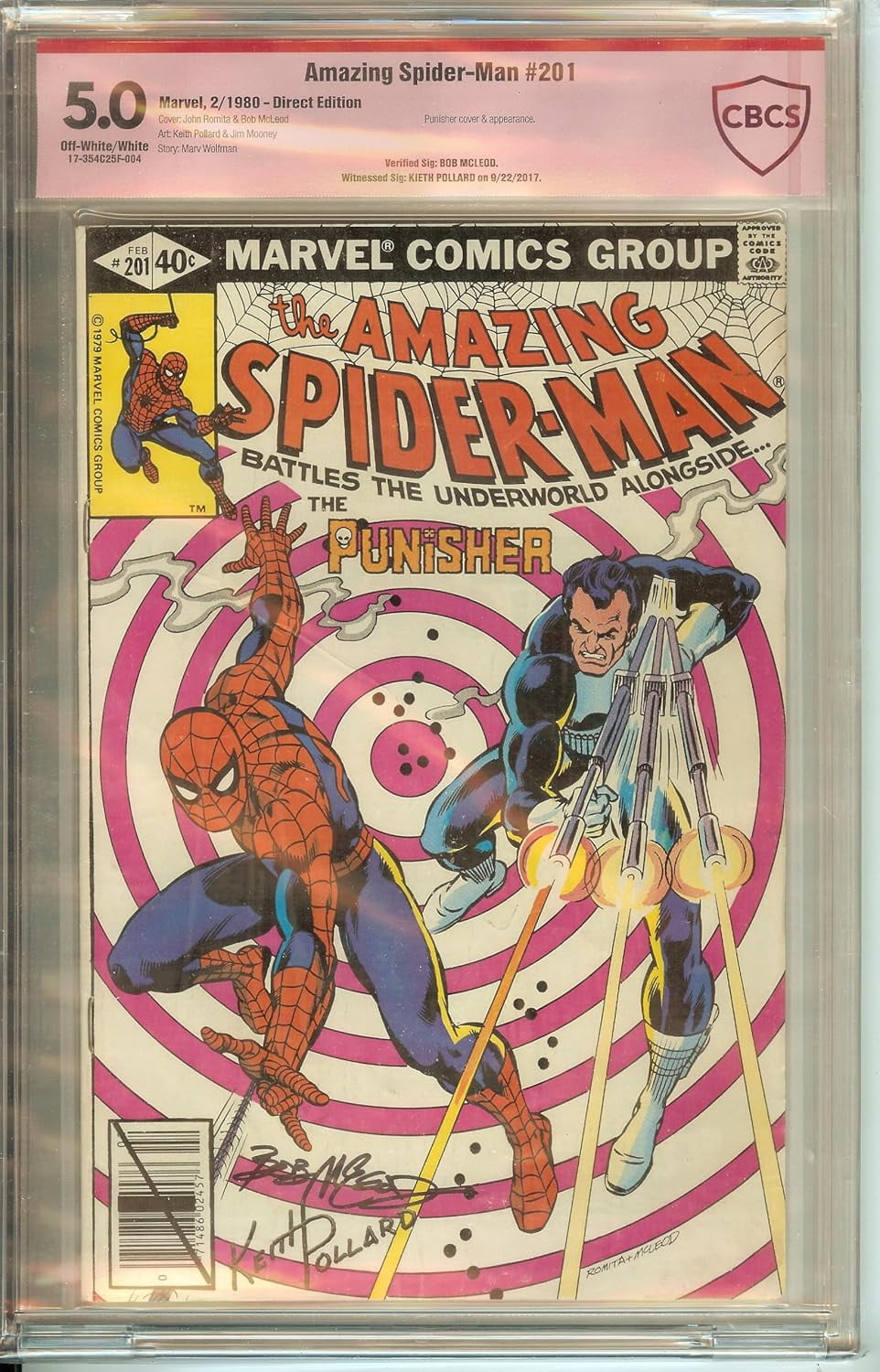 Amazing Spider-Man #201 CBCS 5.0 Signed Bob McLeod, Keith Pollard