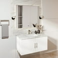 thumbnail image 2 of Geneva 36 in. W Glossy White Bath Vanity, Carrara Marble Top, and Faucet Set, 2 of 11