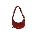 thumbnail image 2 of Madden NYC Women's Ruffled Ribbon Half Moon Nylon Handbag, Mulberry, 2 of 4