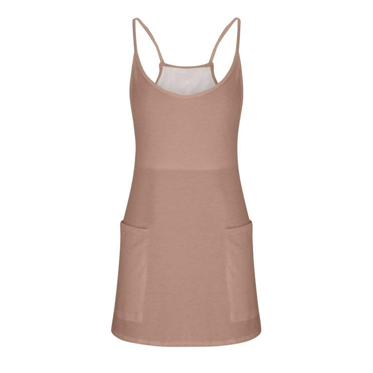 Women's Tennis Dress, Workout Golf Dress Built-in with Bra & Shorts Pocket  Sleeveless Athletic Dresses