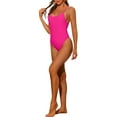 thumbnail image 4 of INSPIRE CHIC Women One Piece Lace Up Swimsuit, Tie Cross Back Tummy Control Backless Swimwear, 4 of 5