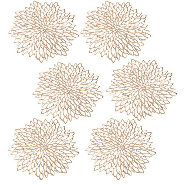 6 uds tapete de decoración de mesa flor de hibisco bronceado mantel - dorado MFZFUKR CPB-DE-LYY1791-3