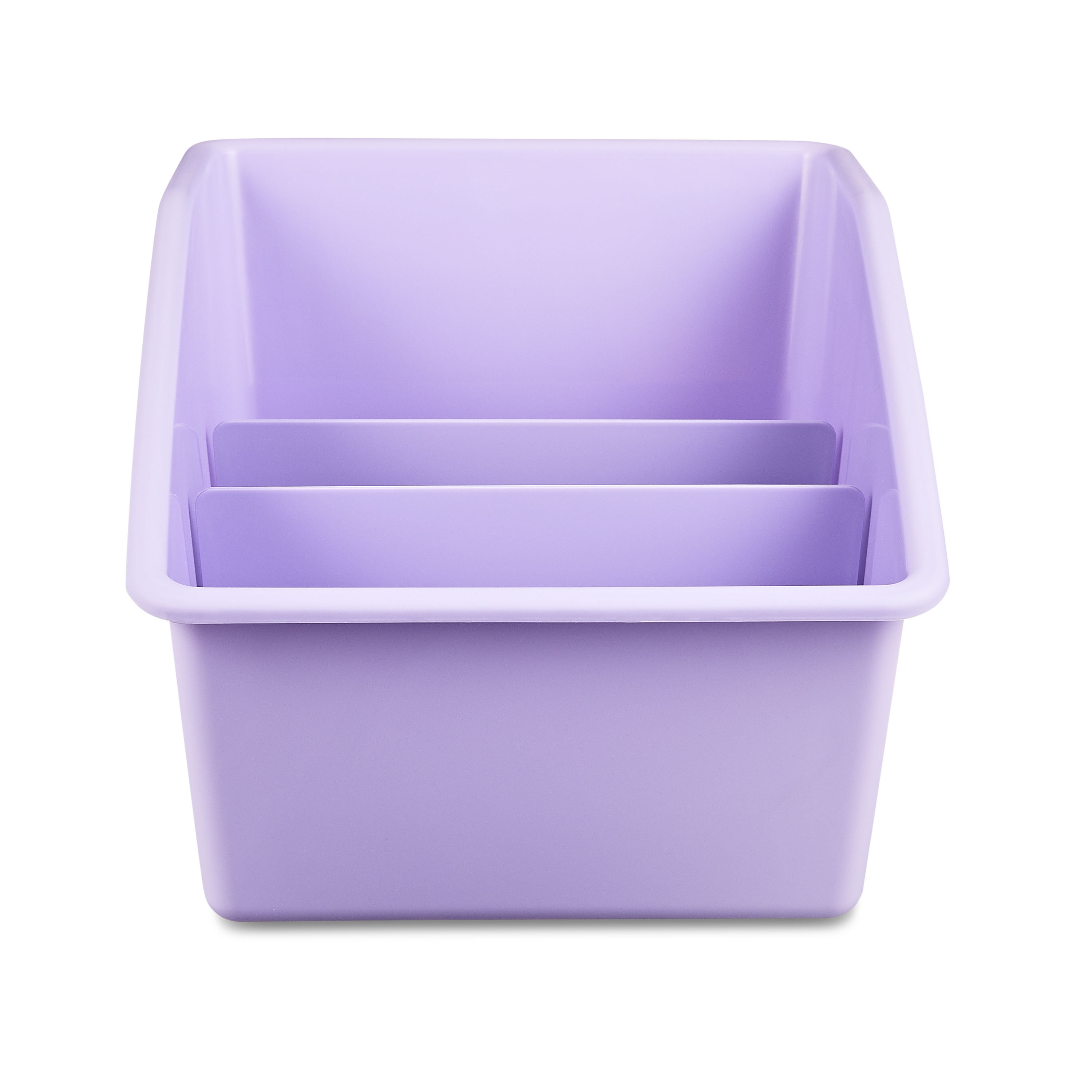 (6 pack) Pen+Gear Large Book Bin with 2 Removable Dividers, Desktop Organizer, Lavender