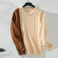 thumbnail image 5 of UTSJKR Fall Cable Knit Sweaters for Women Color Block Crew Neck Pullover Tops Casual Loose Oversized Jumper Knitwear Long Sleeve Going Out Sweaters 2024 Fashion Clothing Brown L, 5 of 9
