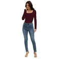 thumbnail image 3 of Womens Long Sleeve Square Neck Shirts Basic Slim Fit Tee Tops, 3 of 5