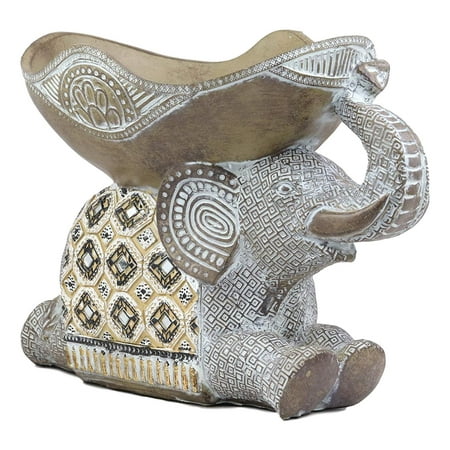 Ebros Large Gold Accent Mosaic Design Noble Elephant Laying Down