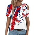 thumbnail image 6 of SOOMLON Fourth of July Womens Graphic Tees Cold Shoulder Distressed Usa Flag Shirts Crew Neck 4th of July Tops Short Sleeve Loose T-Shirt Cute Tee Blouse Apparel, 6 of 7
