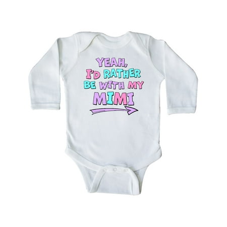 

Inktastic Yeah I d Rather be with My Mimi in Pink Blue and Purple Gift Baby Boy or Baby Girl Long Sleeve Bodysuit