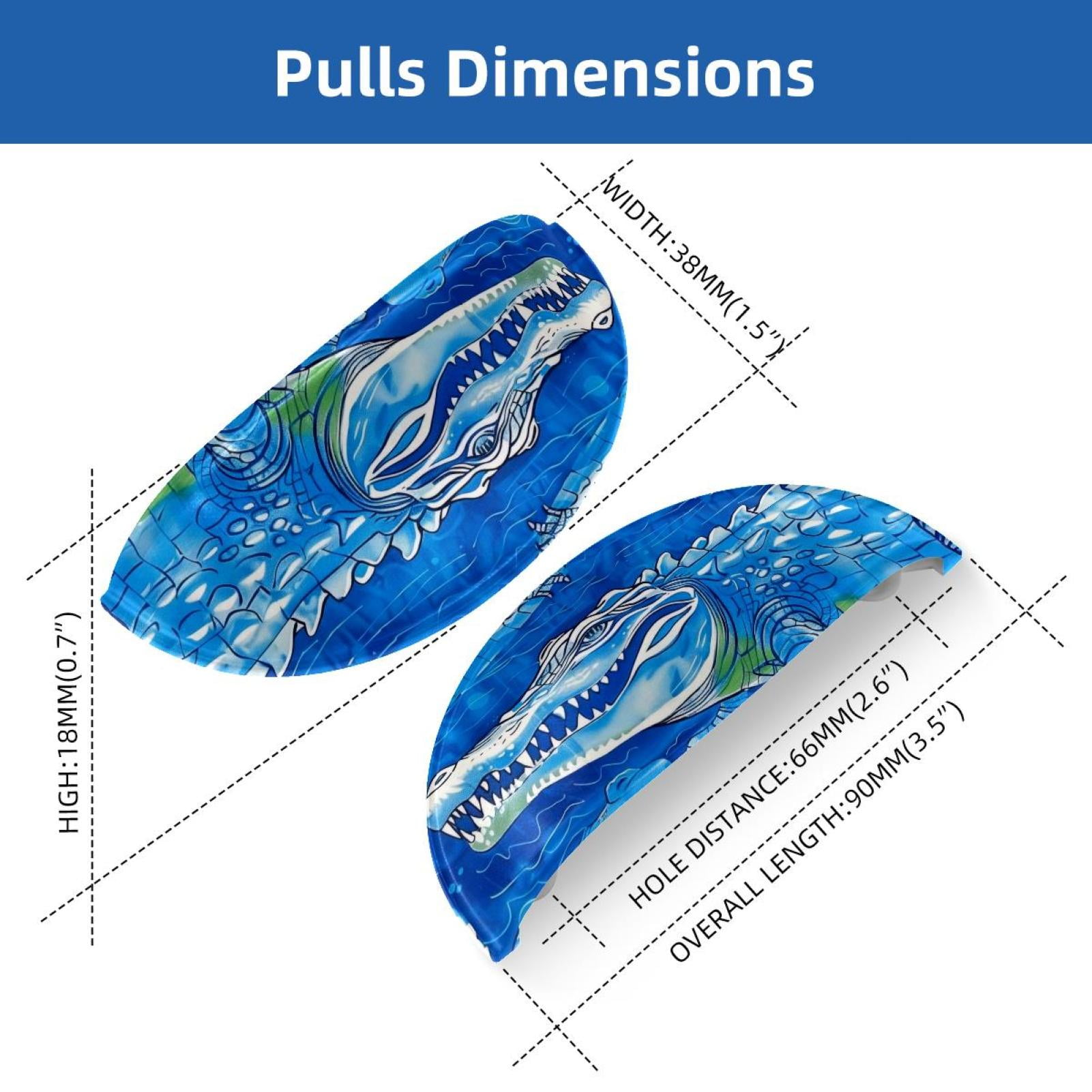 PhooArto 6 Pcs Cup Drawer Pulls, Underwater Blue Crocodile Pattern Shell Shape Handles Cabinet Knobs for Dresser Cupboard Closet Wardrobe with Screws