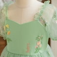 thumbnail image 6 of Moocorvic Toddler Kids Girl Dress Sleeveless Mesh Tulle Princess Dress Embroidery Flowers Dresses 1-2 Years,Green, 6 of 9