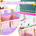thumbnail image 4 of Vecukty Pink Unicorn Kids Art Easel, Adjustable Height Wooden Double Sided Chalkboard & Magnetic Whiteboard with Paper Roll & Storage Tray, Educational Art Toy Gift for Boys & Girls, 4 of 9